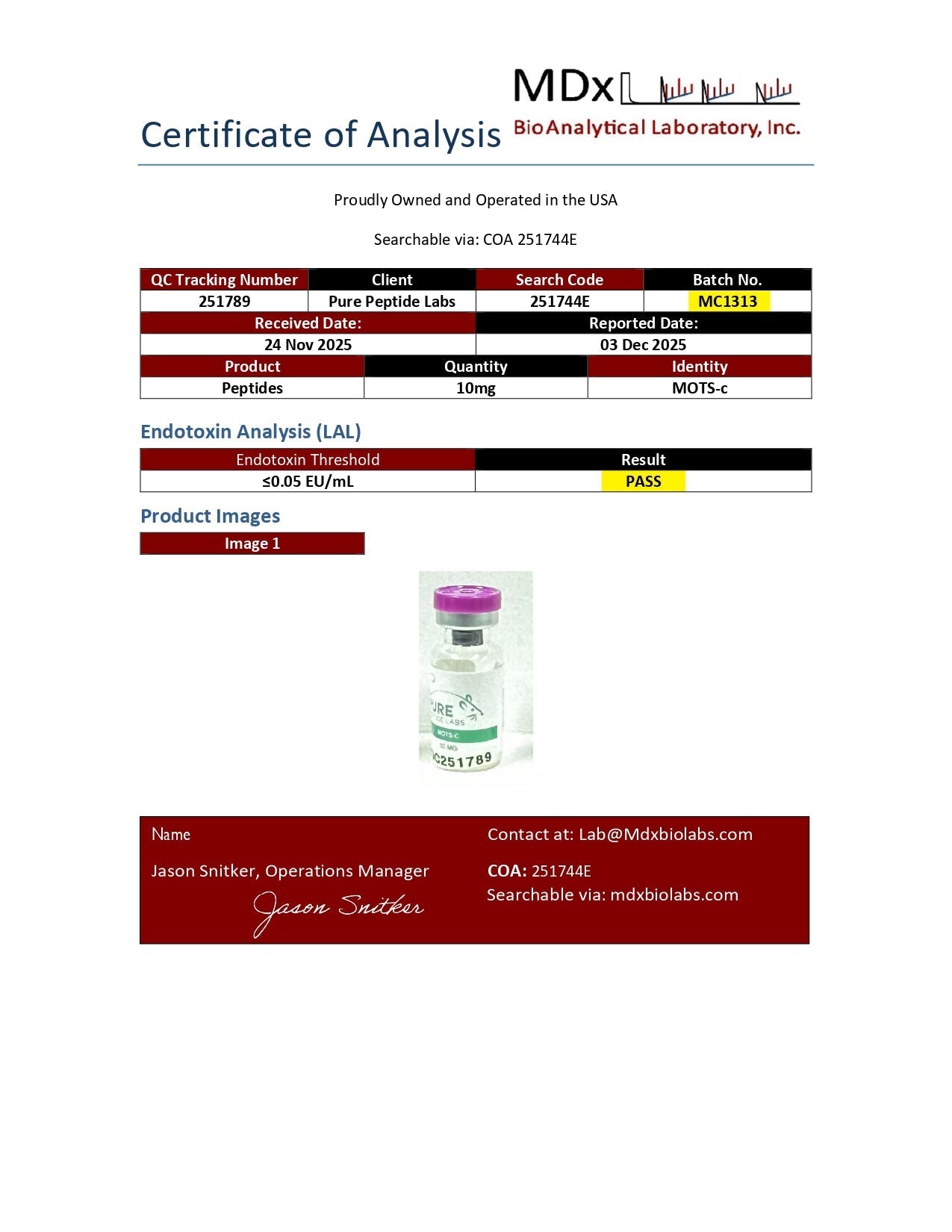 MOTS - C - Pure Peptide Labs